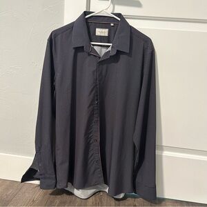 7 diamonds Navy Blue Dress Shirt 4 way stretch size Large